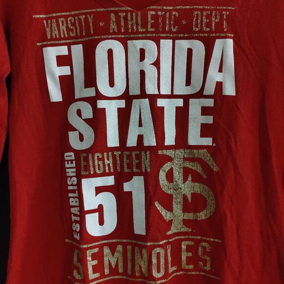 Florida State Seminoles Women's Medium V-Neck Long Sleeve T-Shirt Maroon NWT - Picture 2 of 8